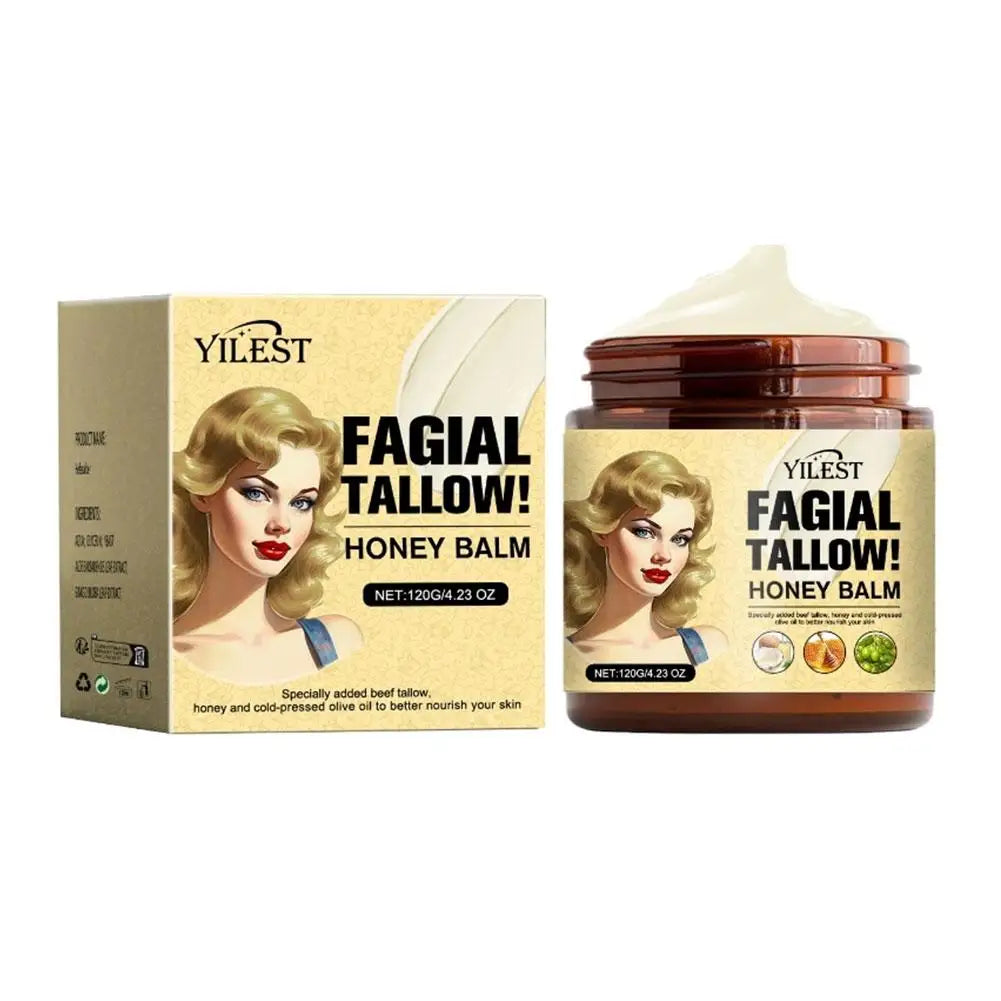 Revitalizing 120G Whipped Beef Tallow & Honey Balm - Luxurious Face & Body Moisturizer for Nourished Skin - Grass Fed & Finished Cream