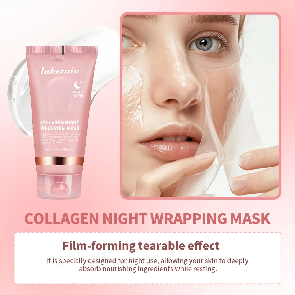 Lakerain Collagen Night Wrapping Mask Elasticity Hydration Care Reduces Sagging & Dullness Hydrolyzed Collagen For Glowing Skin eprolo