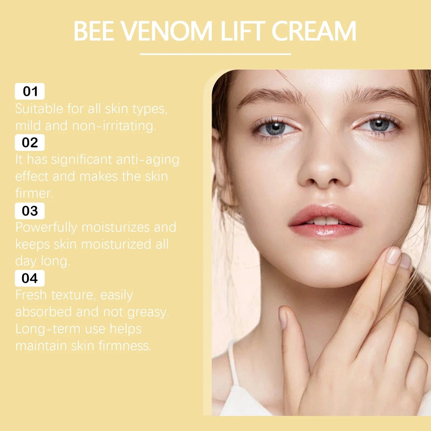 Natural Bee Venom Face Cream Wrinkle Fine Lines Remover Firming Moisturizing Lifting Anti-Aging Hyaluronic Acid Face Moisturiser eprolo