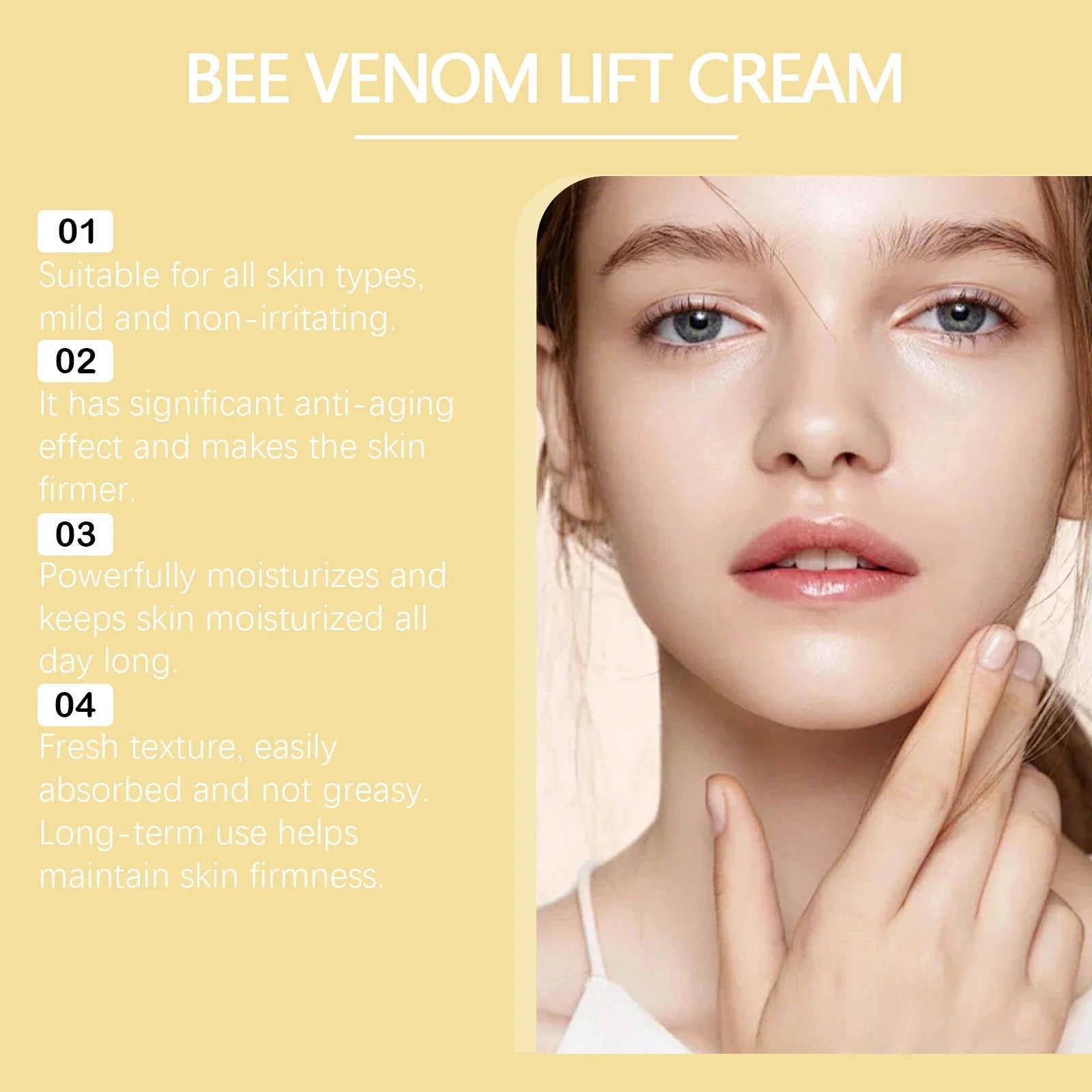 Natural Bee Venom Face Cream Wrinkle Fine Lines Remover Firming Moisturizing Lifting Anti-Aging Hyaluronic Acid Face Moisturiser eprolo