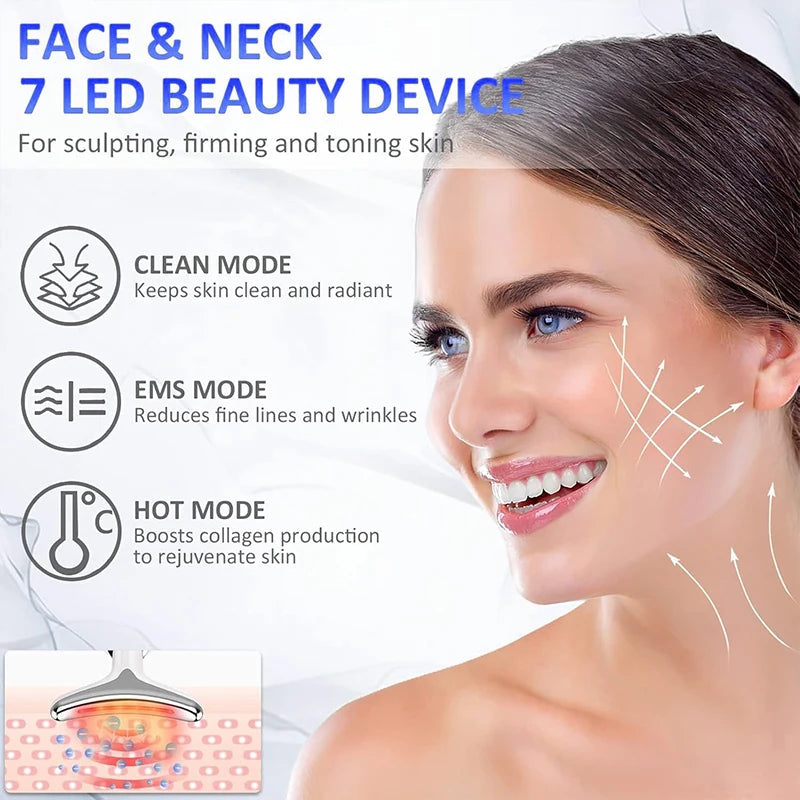 7 Color Neck Face Lifter Ems Neck Face Lifting Massager Skin Tighten Device Led Photon Therapy Anti Wrinkle Double Chin Remover eprolo