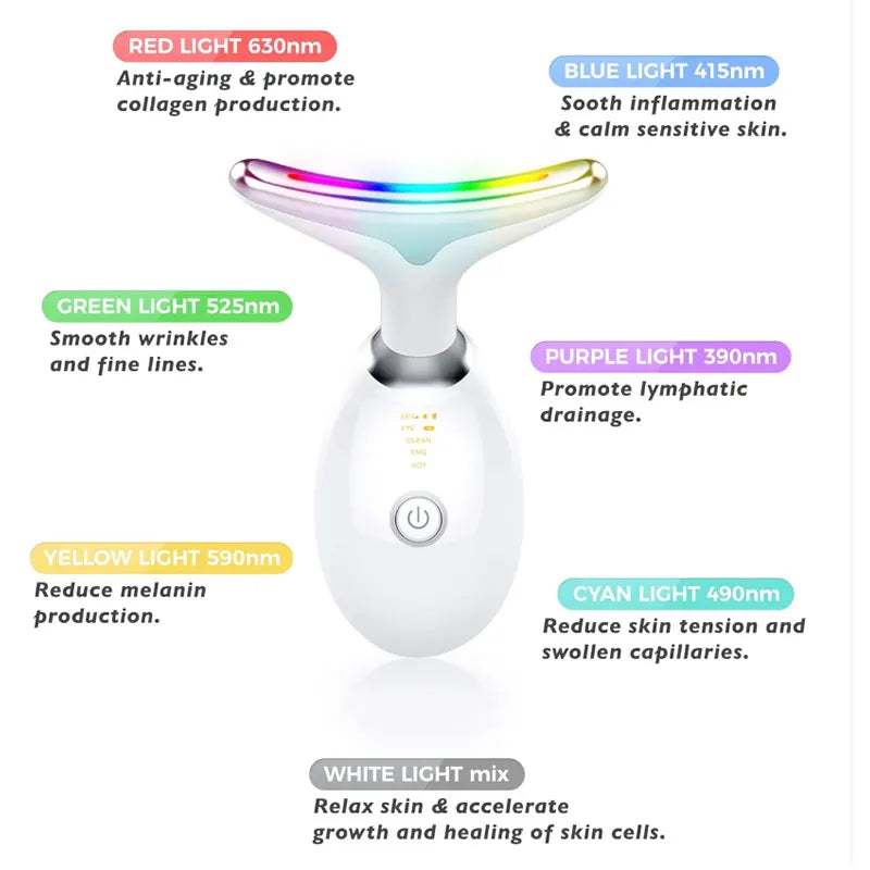 3 Colors/7 Colors Face Neck Massager Facial Lift Three Light Modes Electric Skin Tightening Device LED Beauty Instrument eprolo