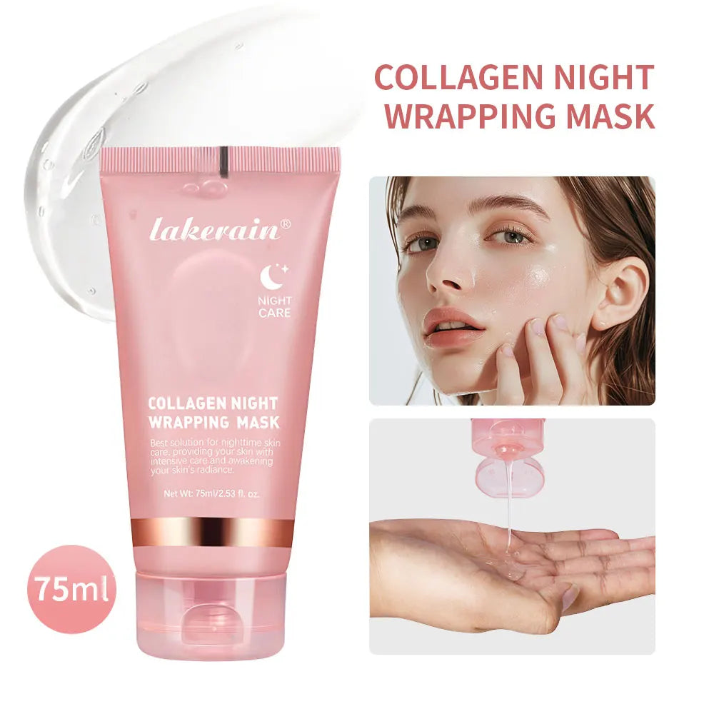 Lakerain Collagen Night Wrapping Mask Elasticity Hydration Care Reduces Sagging & Dullness Hydrolyzed Collagen For Glowing Skin eprolo