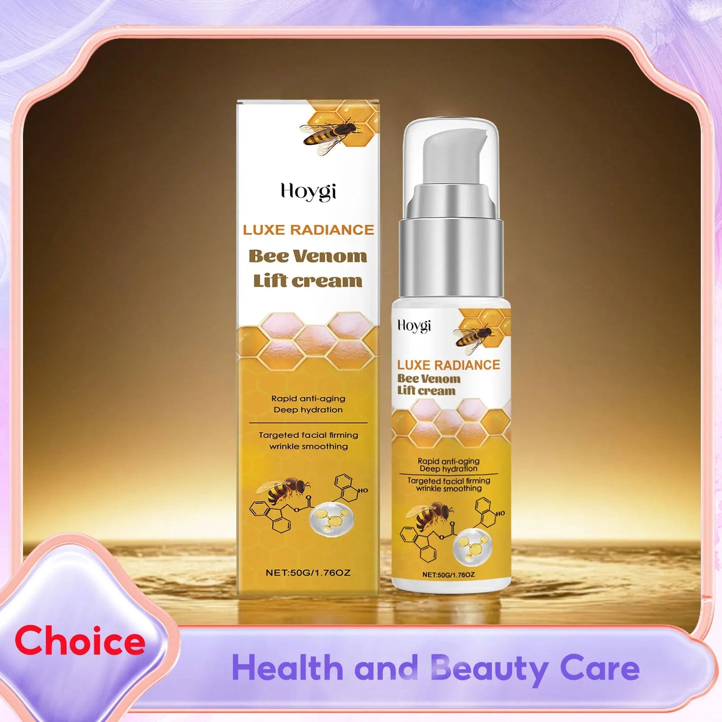 Natural Bee Venom Face Cream Wrinkle Fine Lines Remover Firming Moisturizing Lifting Anti-Aging Hyaluronic Acid Face Moisturiser eprolo