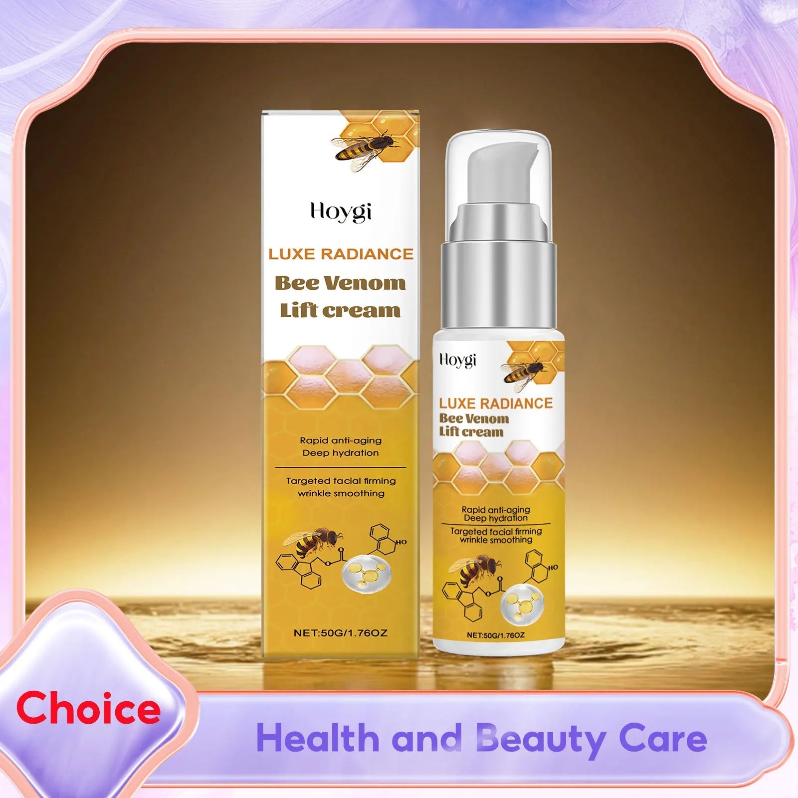 Natural Bee Venom Face Cream Wrinkle Fine Lines Remover Firming Moisturizing Lifting Anti-Aging Hyaluronic Acid Face Moisturiser eprolo