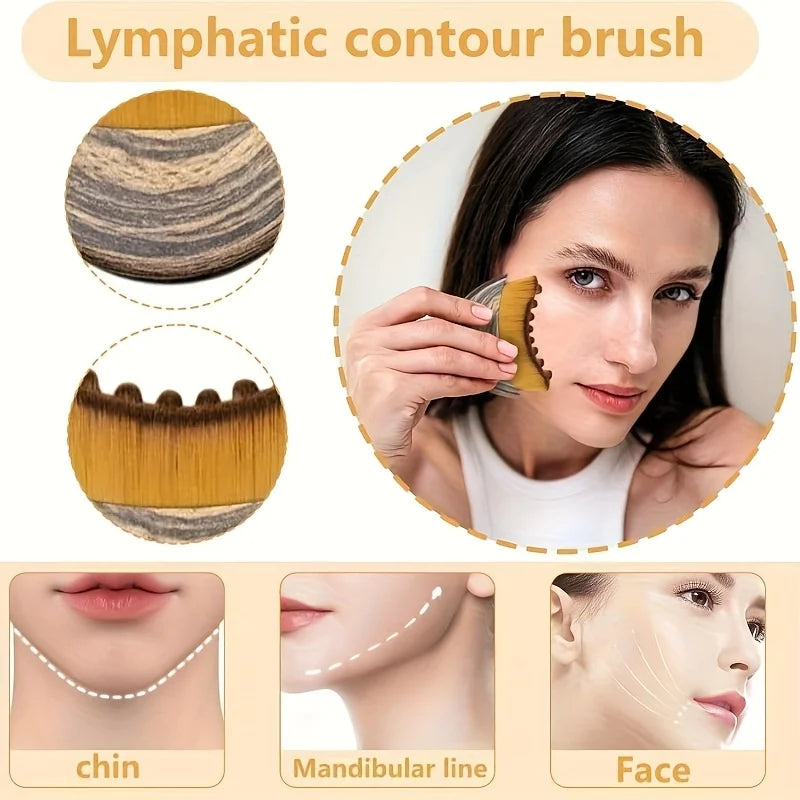 4 Pieces Contour Brush Scraping Board Set Women'S Lymphatic Contour Facial Brush Stainless Steel Scraping Board