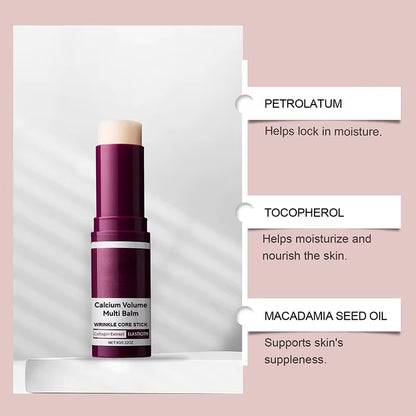 Calcium Volume Multi Balm Korean Skincare Stick,Face & Eye Cream,Collagen Deep Moisturizing Anti-Wrinkle,Suitable for Pre Makeup
